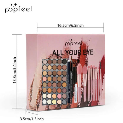 POPFEEL Augen-Make-up-Set 40-Farben-Lidschattenpalette Augenbrauenstift Eyelinerstift Mascara mit einem Set Make-up-Pinsel Augen-Kosmetik
