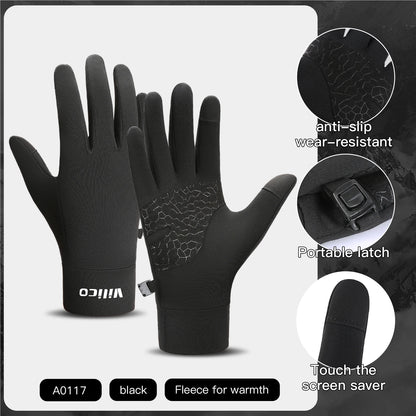 Guantes deportivos de otoño e invierno para padres e hijos para niños para correr y andar en bicicleta, compatibles con pantalla táctil, con forro polar, protección contra el frío, guantes de ciclismo
