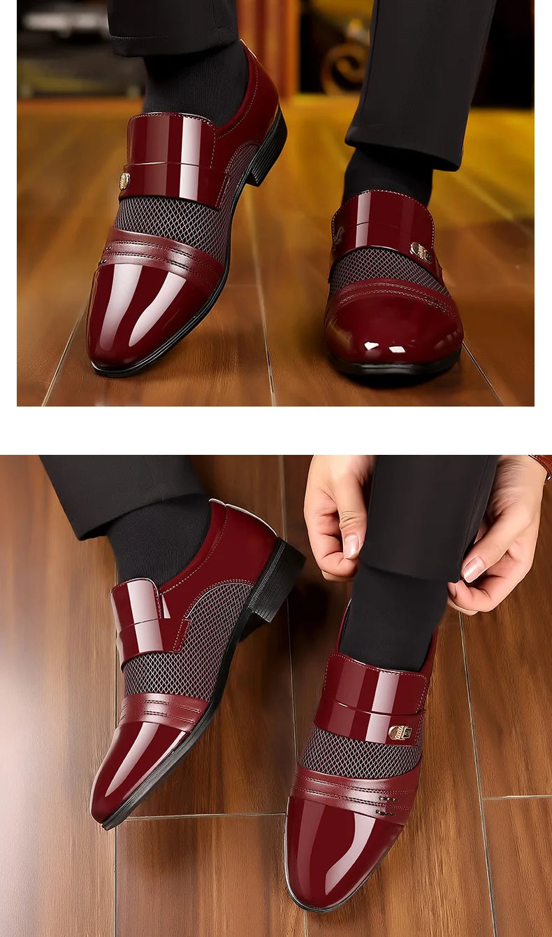 Edle Kunstleder Oxford Schuhe Herren Luxus Lack Hochzeitsschuhe Spitz zulaufende Business Schuhe für Herren Klassische Lederschuhe Große Größen 38-48