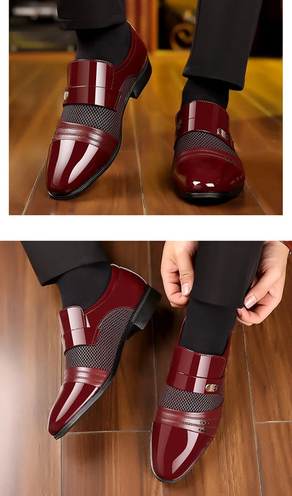 Edle Kunstleder Oxford Schuhe Herren Luxus Lack Hochzeitsschuhe Spitz zulaufende Business Schuhe für Herren Klassische Lederschuhe Große Größen 38-48