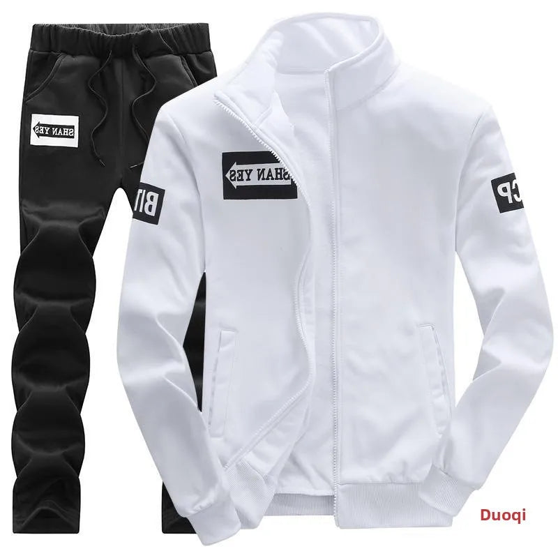 Trendiger Hoodie Herren Stehkragenjacke Lässige Sportbekleidung Lange Hose Frühling Herbst Jugend Große Größen Kleidung Set