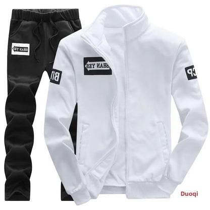 Trendiger Hoodie Herren Stehkragenjacke Lässige Sportbekleidung Lange Hose Frühling Herbst Jugend Große Größen Kleidung Set