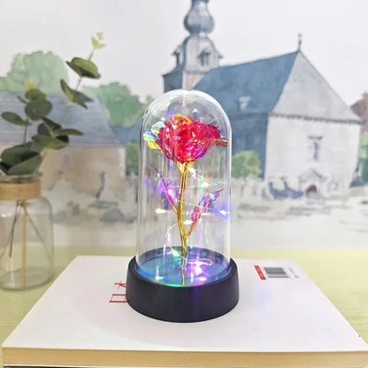 Künstliche Rosenblumen Valentinstagsgeschenk für die Freundin Ewige Rose LED-Licht Folienblume Hochzeitsdekoration