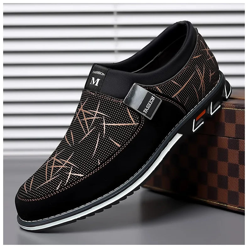 Business-Lederschuhe für Herren 2025 Neue Komfort-Trend Flache Arbeitsschuhe Freizeit-Mokassins Sneaker zum Hineinschlüpfen Große Herren-Loafer