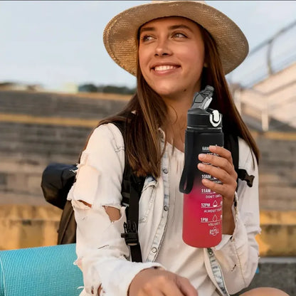 Sportwasserflasche mit Zeit-Tracking-Trinkhalm, auslaufsicherem Verschluss und klappbarem Deckel, ideal für unterwegs und Outdoor-Abenteuer