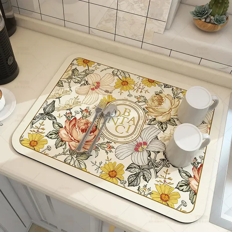 Superabsorbierende große Küchenmatte, rutschfest, ablaufend, für Kaffee, Geschirr, schnell trocknend