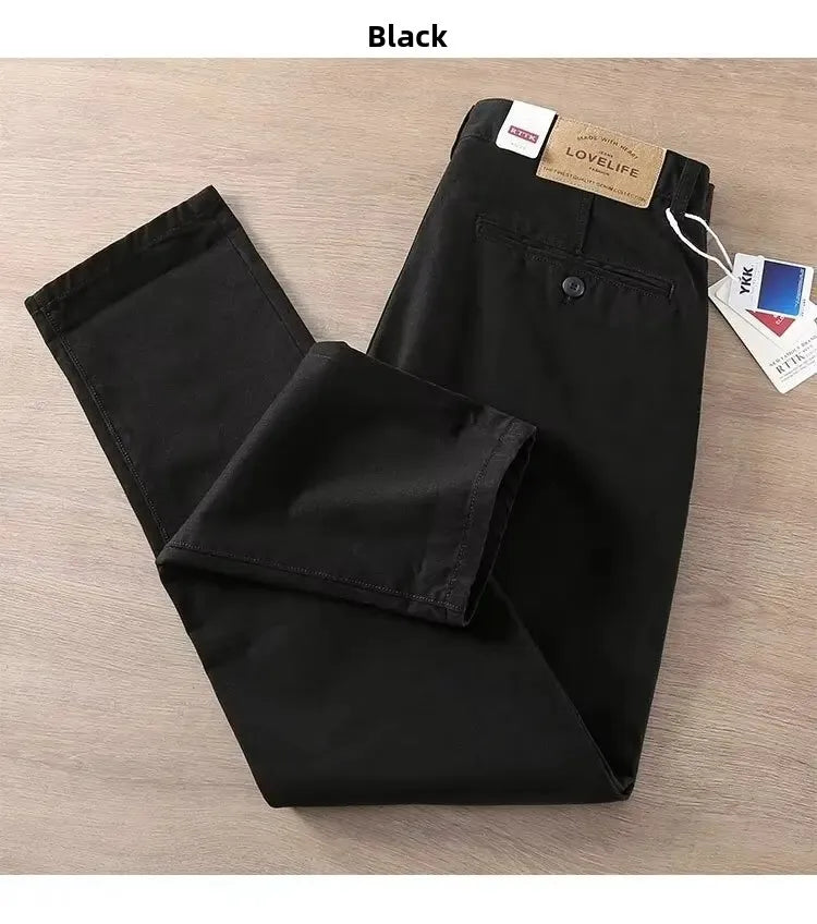 Neue Herren Frühling und Herbst Retro Komfort Gerade Hose Slacks  100% Baumwolle Modische Locker Freizeit Hose für Männer