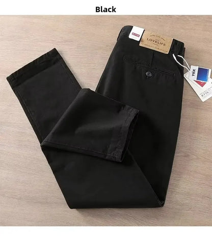 Neue Herren Frühling und Herbst Retro Komfort Gerade Hose Slacks  100% Baumwolle Modische Locker Freizeit Hose für Männer