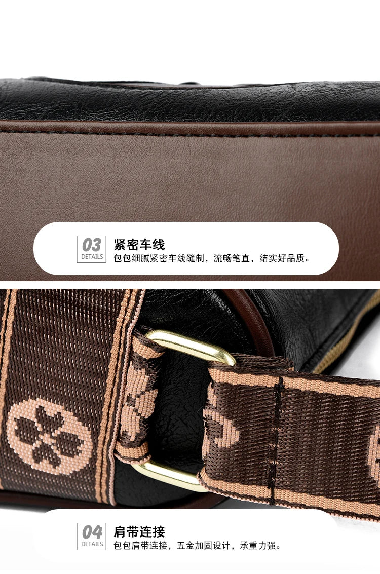 Lässige Damenhandtasche aus weichem Leder, Schulter- und Umhängetasche für Frauen, Neue Mode, bedruckte Damen-Umhängetasche