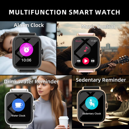 1,83'' Smartwatch mit Nachrichtenantwort, Anruf, Schlafüberwachung, Sport, Schrittzähler, Informationsbenachrichtigungen für iPhone und Android