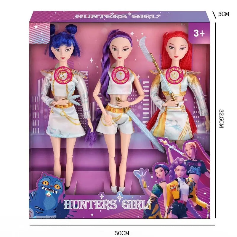 1-3 Stück KPOP Demon Hunter Mädchen Gruppen Waffen Zubehör Licht Musik Themenlied 29 cm Puppe Figur Spielzeug Geschenk für Kinder Anime