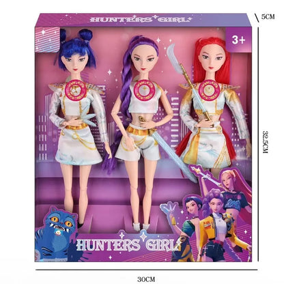 1-3 Stück KPOP Demon Hunter Mädchen Gruppen Waffen Zubehör Licht Musik Themenlied 29 cm Puppe Figur Spielzeug Geschenk für Kinder Anime