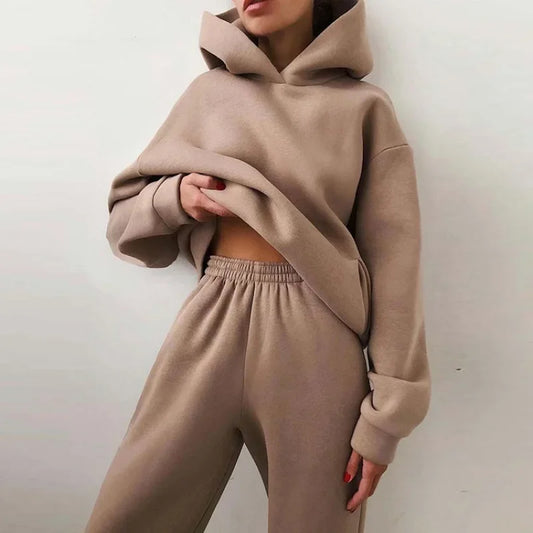 Großformat modisches Sweatshirt mit langen Ärmeln und Hosen-Set Herbst/Winter Damen Freizeitbekleidung Zweiteiliger Anzug Bequeme Plus-Size...