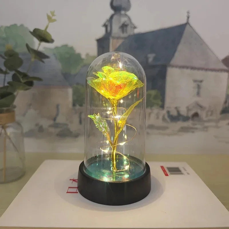 Künstliche Rosenblumen Valentinstagsgeschenk für die Freundin Ewige Rose LED-Licht Folienblume Hochzeitsdekoration