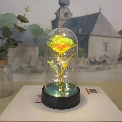 Künstliche Rosenblumen Valentinstagsgeschenk für die Freundin Ewige Rose LED-Licht Folienblume Hochzeitsdekoration