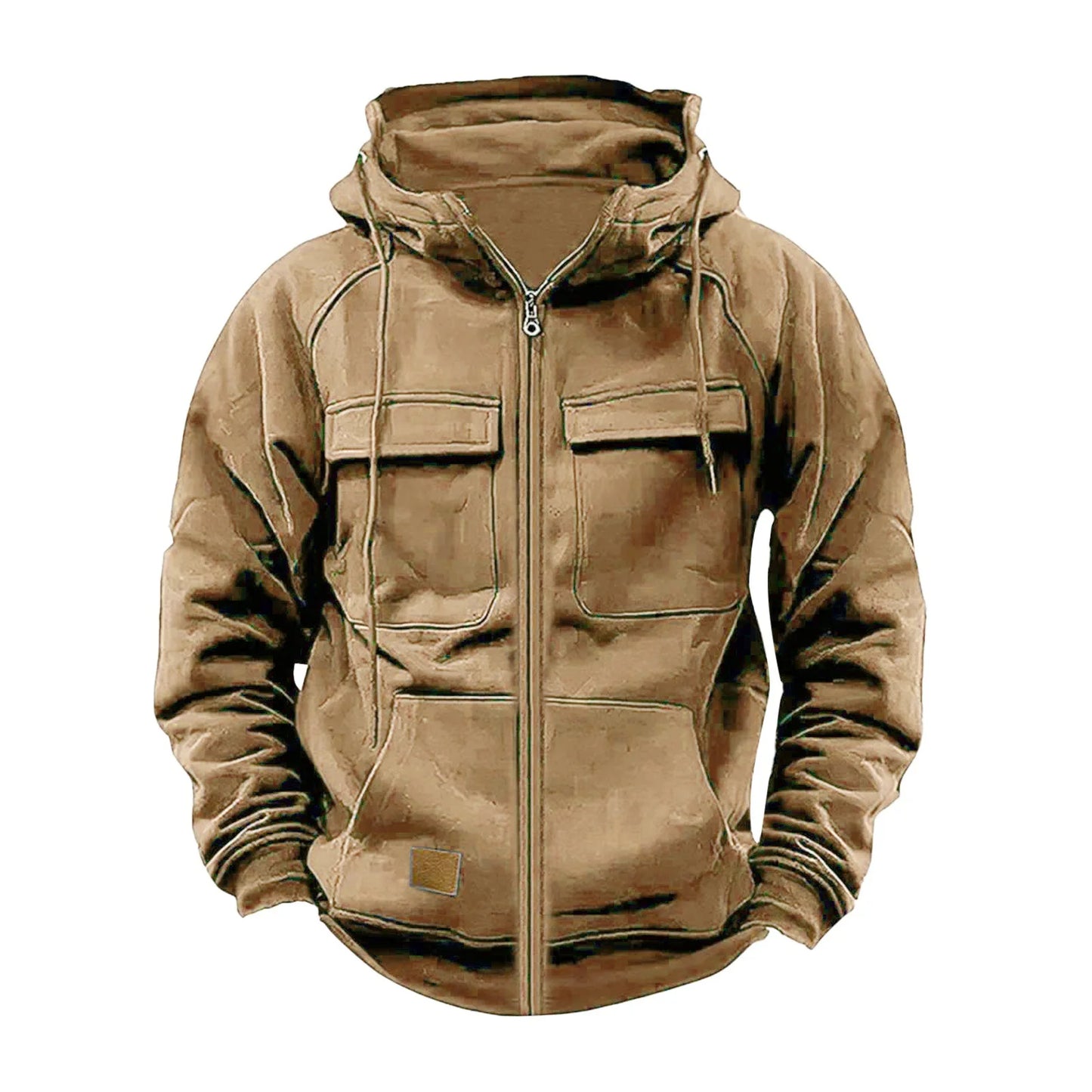 Neue Herbst-Winter Herren Kapuzen-Sweatshirts Jacken mit Kapuze, einfarbig, mit mehreren Taschen, Herren Reißverschluss-Sweatshirts, Sport Outdoor Freizeit Hoodie Mantel