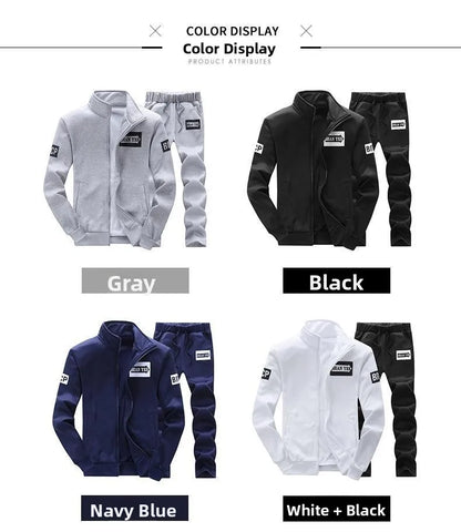 Trendiger Hoodie Herren Stehkragenjacke Lässige Sportbekleidung Lange Hose Frühling Herbst Jugend Große Größen Kleidung Set