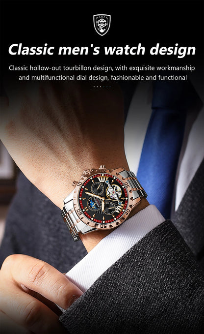 POEDAGAR Luxus Automatische Mechanische Herren Uhr Hohler Tourbillon Wasserdicht Leuchtend Männliche Uhr Woche Datum Geschäftsmänner Uhren