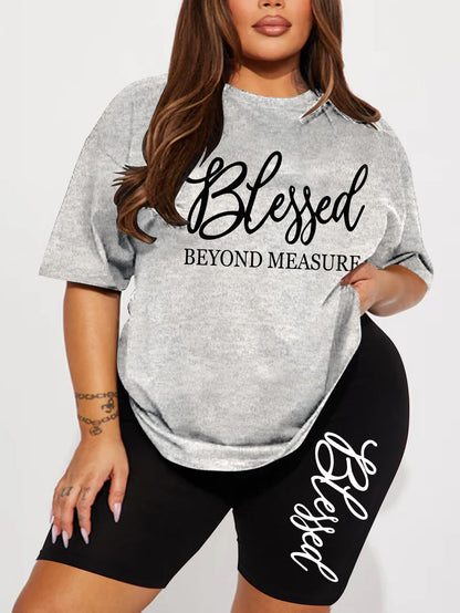 Plus-Size-Sets für Frauen Sommer 2-teilig bedruckt elegante Damen-Sets Kurze Sets