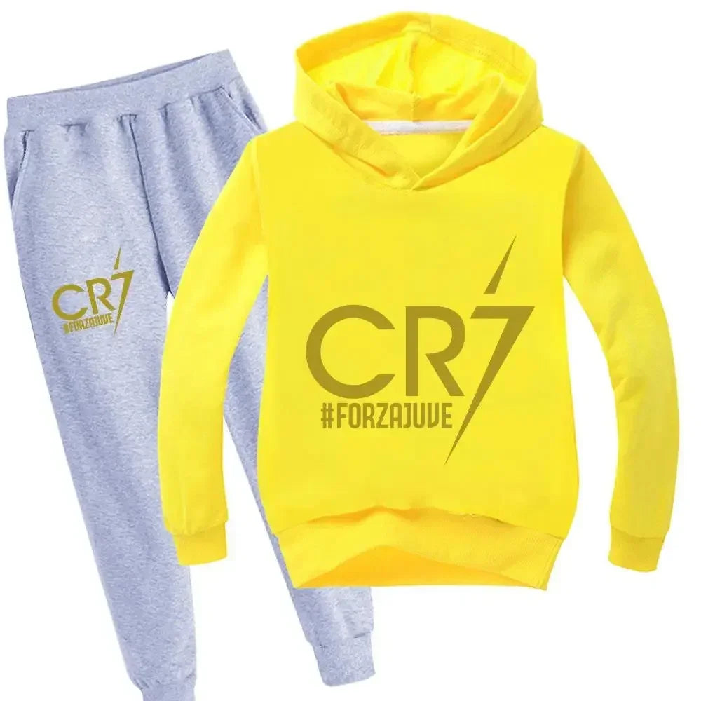 Kinderkleidung Hoodie + Hose Anzug 2-teilig Jungen-Trainingsanzug 3-12 Jahre Frühling Herbst Sweatshirt-Set Fußball CR7 Kinder-Sportanzug
