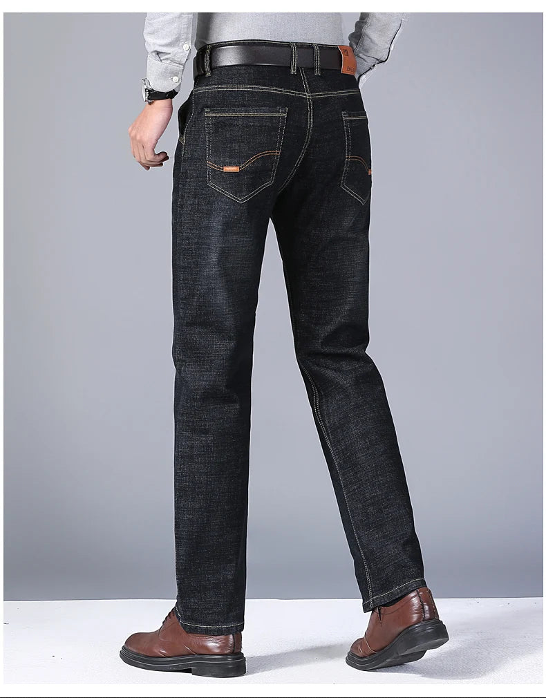 Neue Herren Leichte Luxus-Stretch-Slim-Fit-Hose Bequeme Weiche Business-Mode Gerade Lässige Denim-Hosen Herrenmarke Kleidung
