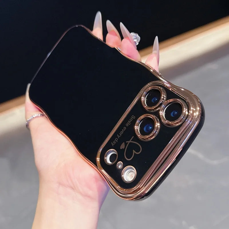 Side Love Elektrobeschichtetes Case für iPhone 17 Pro Max, 17 Air, 16, 15, 14 Plus, 13, 12, 11 Pro Max, 17Pro Max Cover, stoßfestes Bumper-Linsen-Case