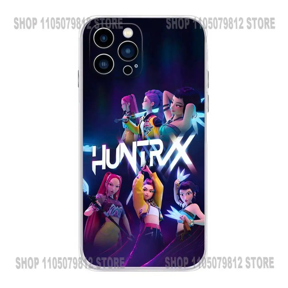 Goldene KPop Demon Hunters Handyhülle für iPhone 17, 16, 15, 14, 13, 12, 11 Plus, Pro, Max, XR, Plus, E, Mini Transparente Weiche Hülle