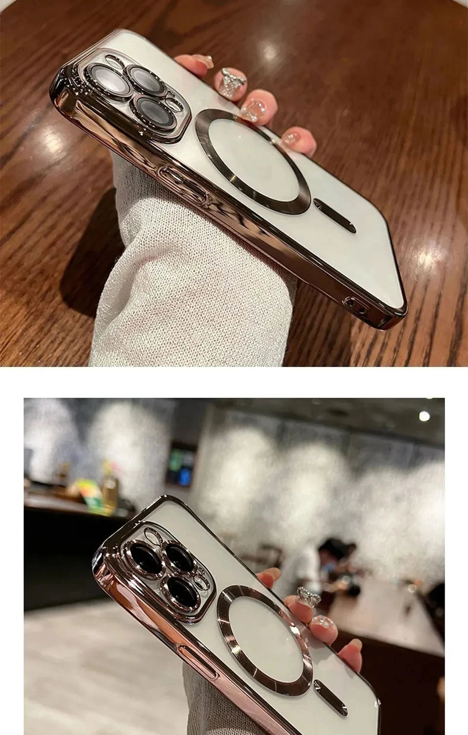 Verchromtes weiches TPU-Case mit vollständigem Linsenschutz für iPhone 13 14 12 11 15 Pro Max Plus Magsafe magnetische Handyhülle kabelloses Ladecover