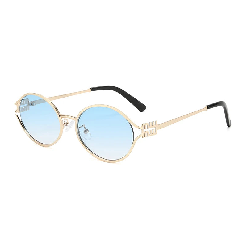 1-2 Stück Neue Modische Markensonnenbrille Retro Kleiner Rahmen Damen Herren Metall Cat-Eye-Brille Sonnenbrille mit UV-Schutz und Etui