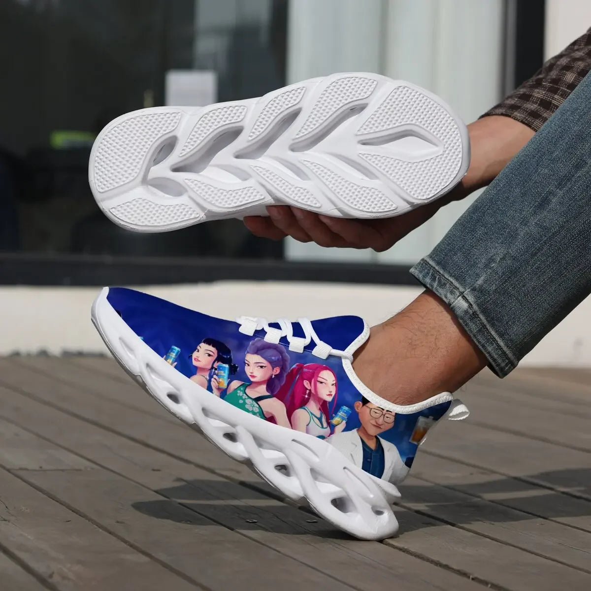 Kinderschuhe für Eltern-Kind im Frühling mit KPop Cartoon-Charakter-Aufdruck, leichte Sneakers, atmungsaktiv, flacher Absatz, Schnürschuhe, Freizeitschuhe
