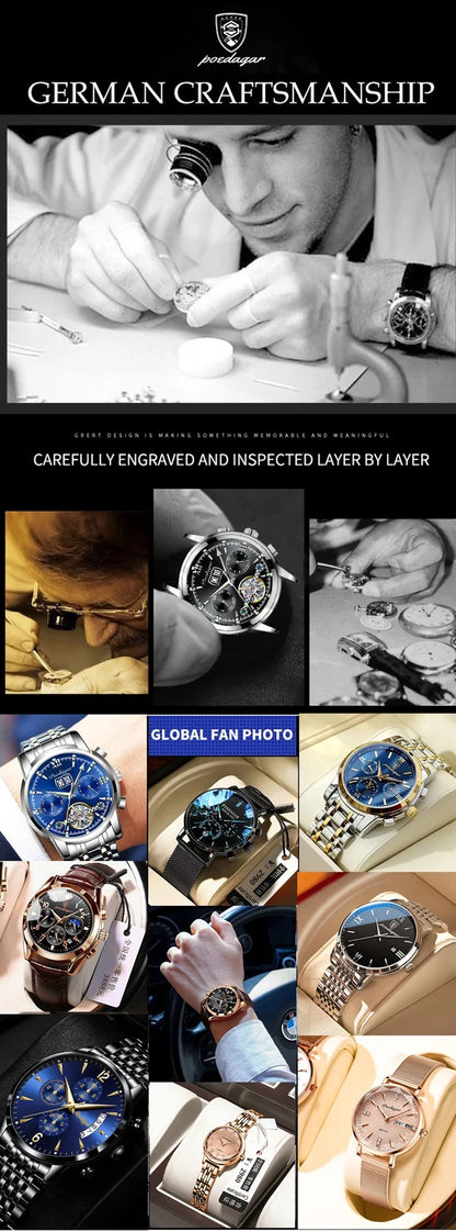 POEDAGAR Luxus-Uhr für Frauen Wasserdicht Freizeit-Quarz Damenuhr Hochwertige Elegante Damenuhren Weibliche Reloj+Box