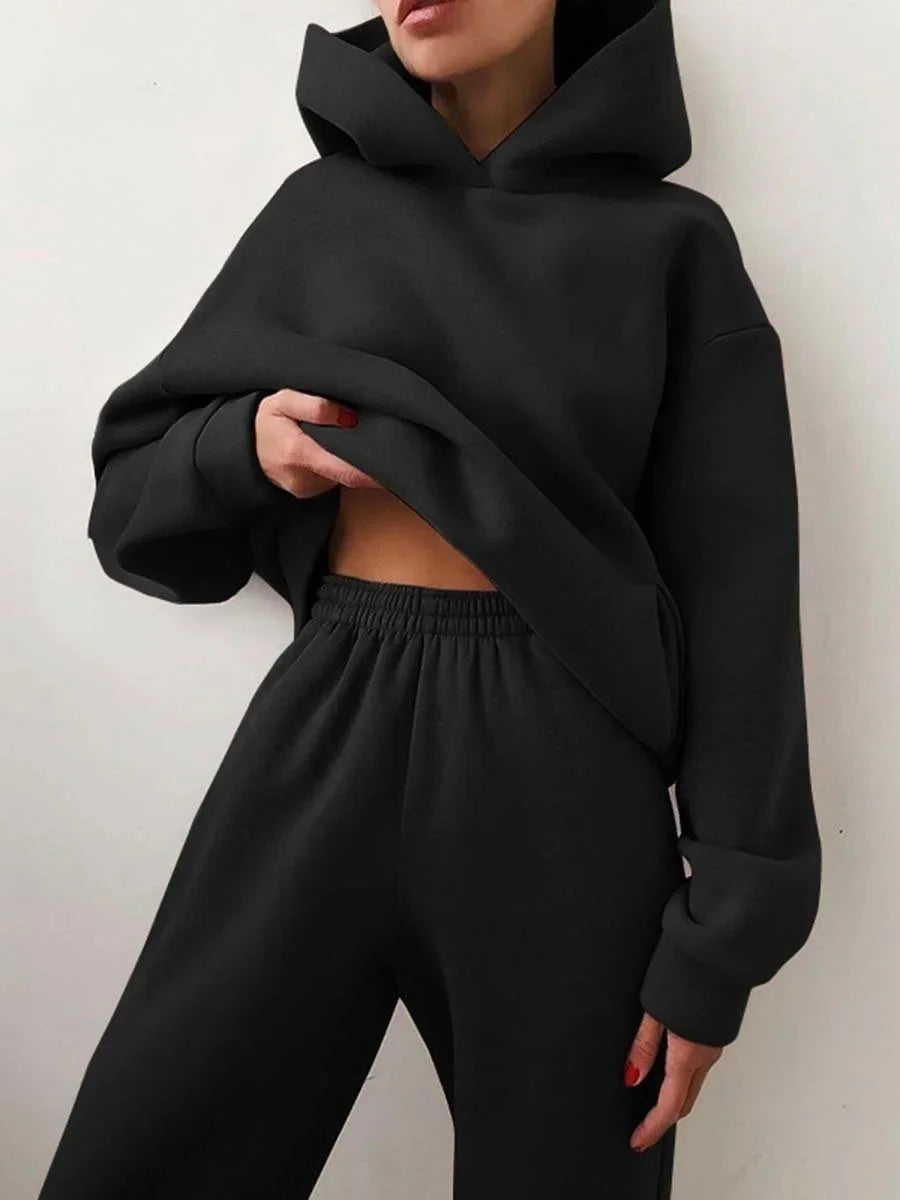 Großformat modisches Sweatshirt mit langen Ärmeln und Hosen-Set Herbst/Winter Damen Freizeitbekleidung Zweiteiliger Anzug Bequeme Plus-Size...