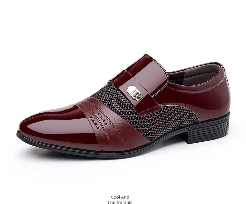 Edle Kunstleder Oxford Schuhe Herren Luxus Lack Hochzeitsschuhe Spitz zulaufende Business Schuhe für Herren Klassische Lederschuhe Große Größen 38-48