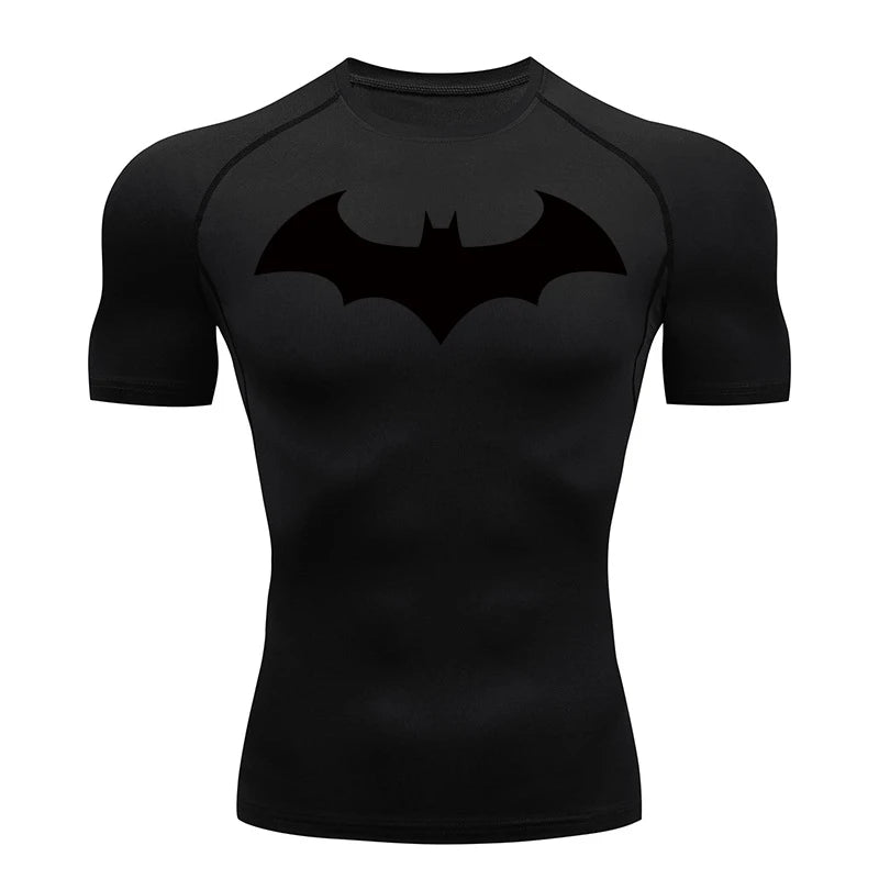 Camisetas de compresión con estampado de murciélago para hombre, rashguard de manga corta, camiseta de running para entrenamiento físico, camisetas deportivas de verano de secado rápido.
