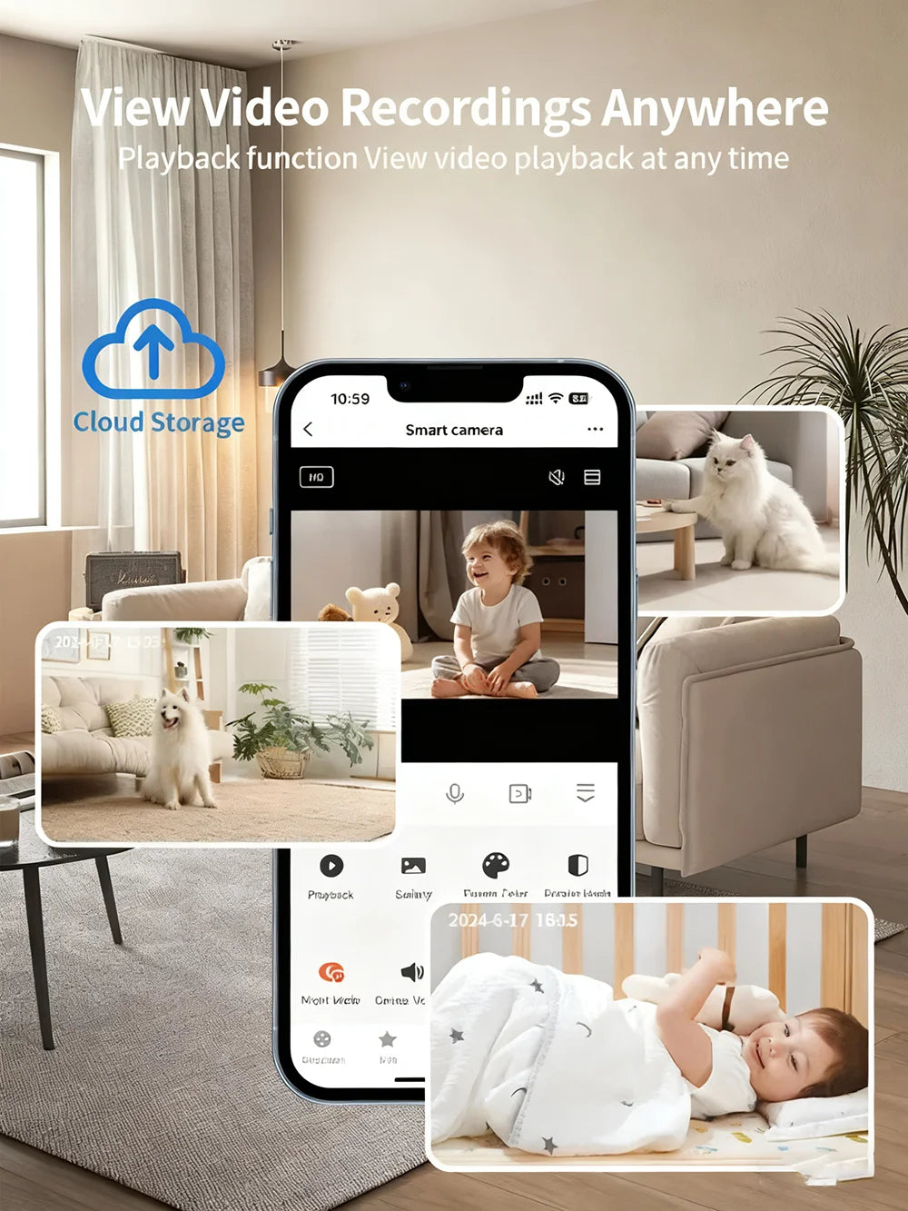 WIFI Tuya Kamera Innenbereich 5MP Baby Monitor Gegensprechfunktion 4X Zoom PTZ 360° Überwachungskameras Unterstützt Alexa Google Smart Life