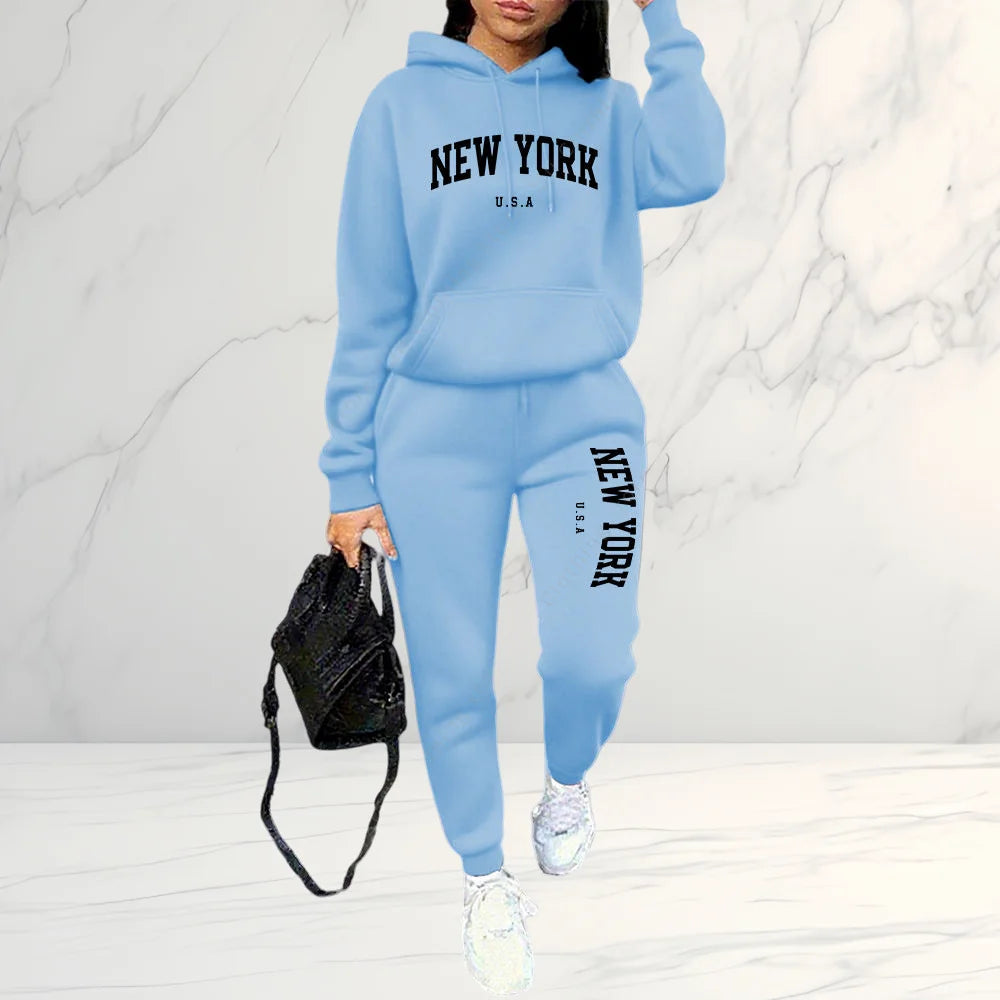 2026 Frühling Herbst Damen Sets 2-teilig Hoodies Hosen Anzug Sportoutfits Buchstaben Druck Ästhetische Kleidung Damen Trainingsanzug Hosen Sets