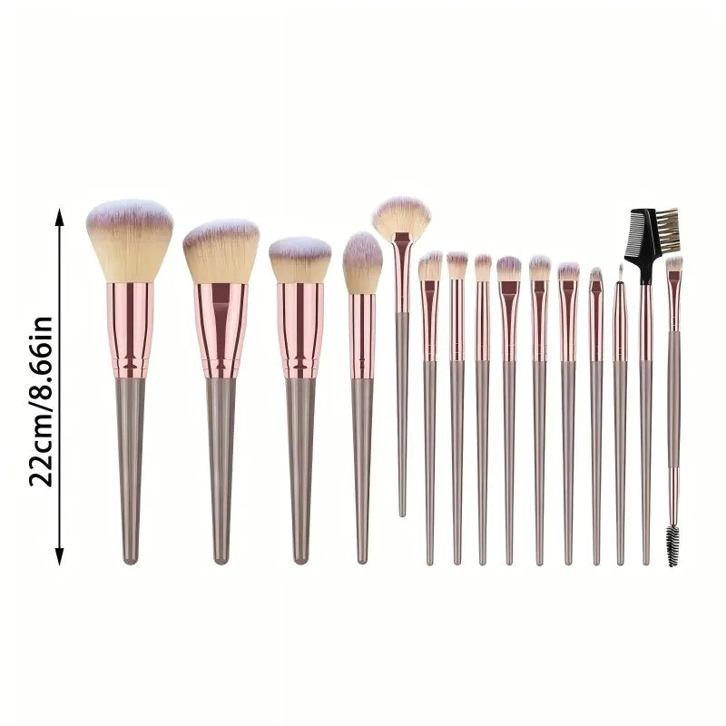 15-teiliges Profi-Make-up-Pinsel-Set – Für Puder, Lidschatten, Foundation, Kontur, Rouge & zum Verblenden | Premium-Kosmetik-Tools