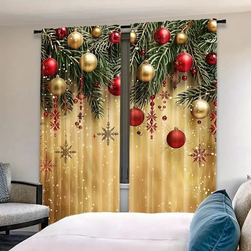 Weihnachten silberne Ballon-Print-Vorhänge, Weihnachtsdekoration, Schlafzimmer und Wohnzimmer, Wohnungsdekoration, Zimmerdekoration