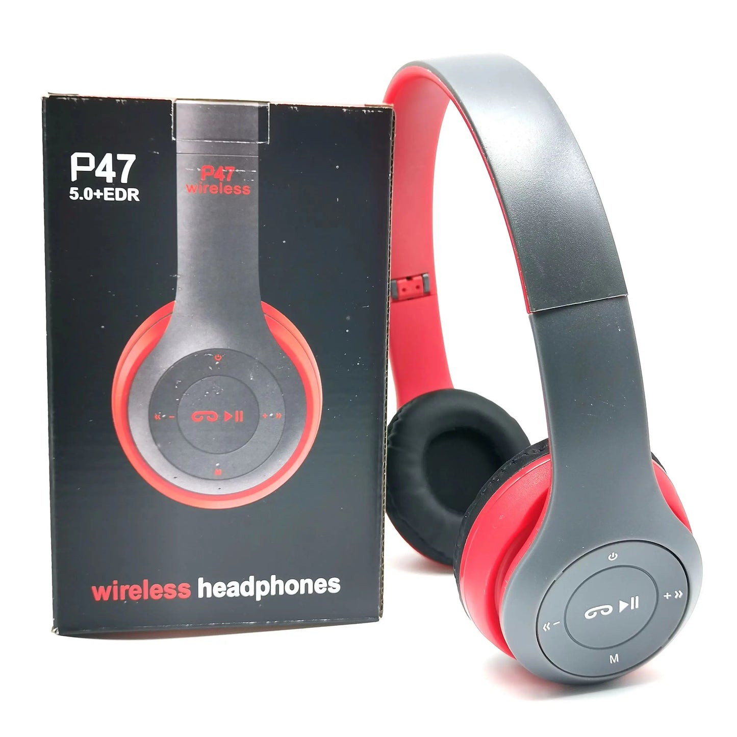 P47 Bluetooth 5.0 kabelloser Kopfhörer, faltbar, HIFI Stereo Bass Ohrhörer,  mit Mikrofon, USB-Adapter für iPhone und Spiele