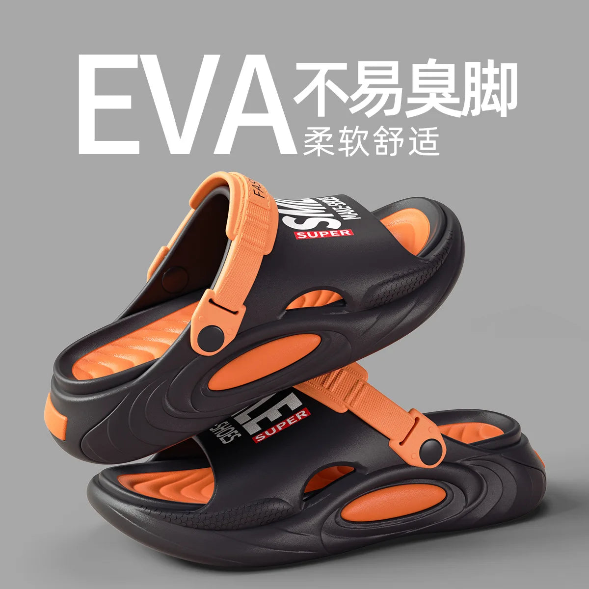 Shevalues Herren Sommer Hausschuhe Dicke Sohle Strand Slides Badezimmer Anti-Rutsch Hausschuhe Ultraleichte Buchstaben Hausschuhe Herren Sportschuhe