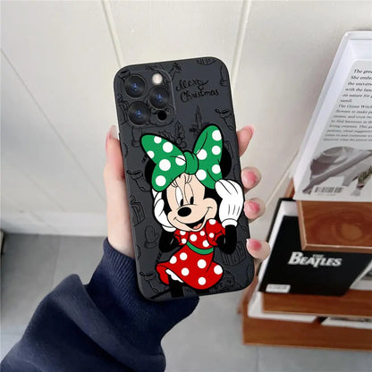 Funda de silicona con diseño navideño de Disney para iPhone 17, 16, 15, 14, 13, 12 y 11 Pro Max. Funda para iPhone 17, Air, 16 Plus, 16E y X.