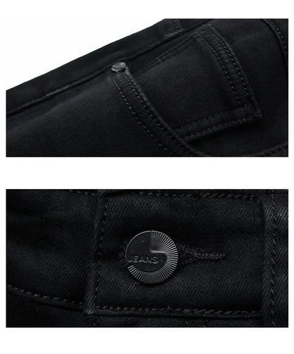 Herren Klassische Modemarke Jeans Homme Mann Weiche Stretch Schwarze  Denim Hosen Herrenhosen