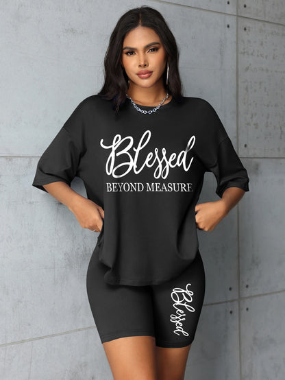 Plus-Size-Sets für Frauen Sommer 2-teilig bedruckt elegante Damen-Sets Kurze Sets