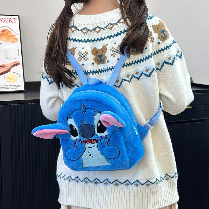 Stitch Rucksack Japanisches Blau Lustiger Cartoon Großraum-Studentenrucksack Kindergartenrucksack Kawaii Rucksack