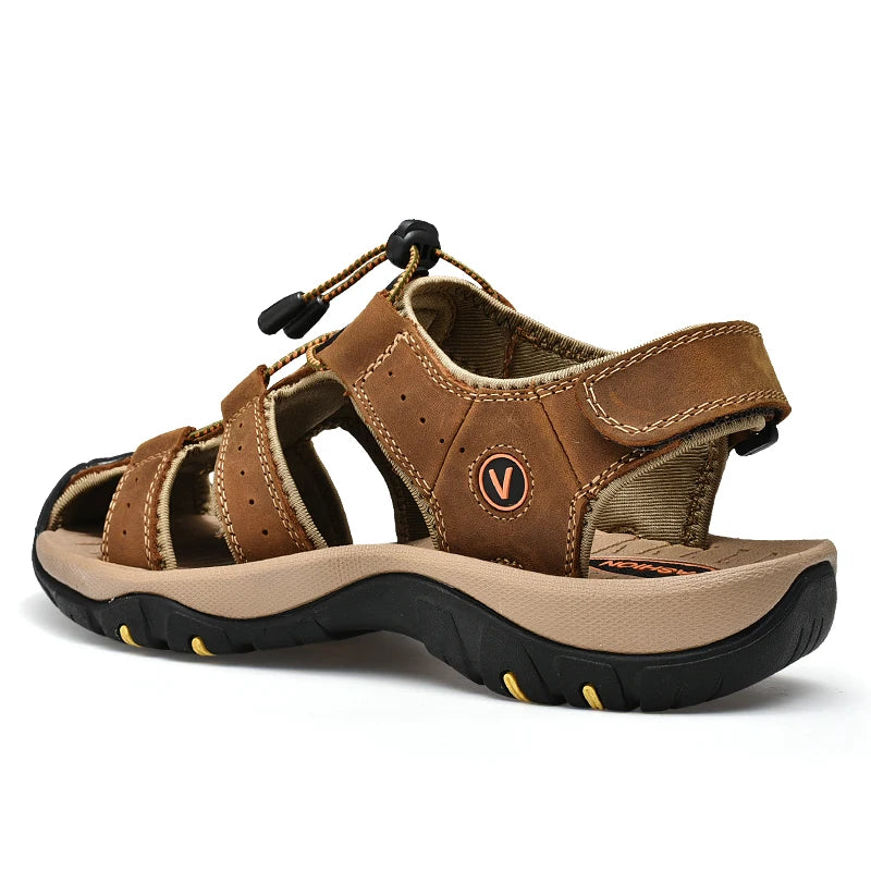 Sommer Herren Sandalen Kunstleder Herren Freizeitschuhe Outdoor Herren Ledersandalen für Herren Strandschuhe Große Größen 38-48