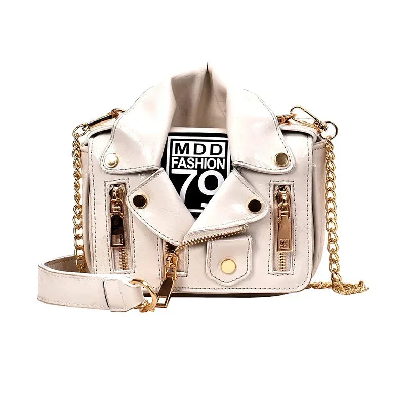 Designer Motorrad Taschen Luxuriöse Jackenform Schultertasche Messenger Bag PU-Leder Luxus Handtasche