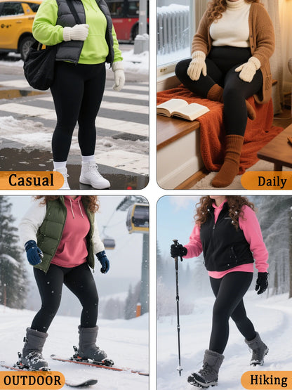 3er-Pack Plus-Size Leggings für Damen, superweich, mit Fleecefutter, Workout-, Yoga- und Laufhosen, thermisch, warm für kaltes Winterrunning