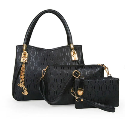 Damenhandtaschen 3-teiliges Set Damen Schultertasche Modische Geldbörse Vintage Kunst-Leder Tasche Handtasche mit großer Kapazität Schräg Schultertasche