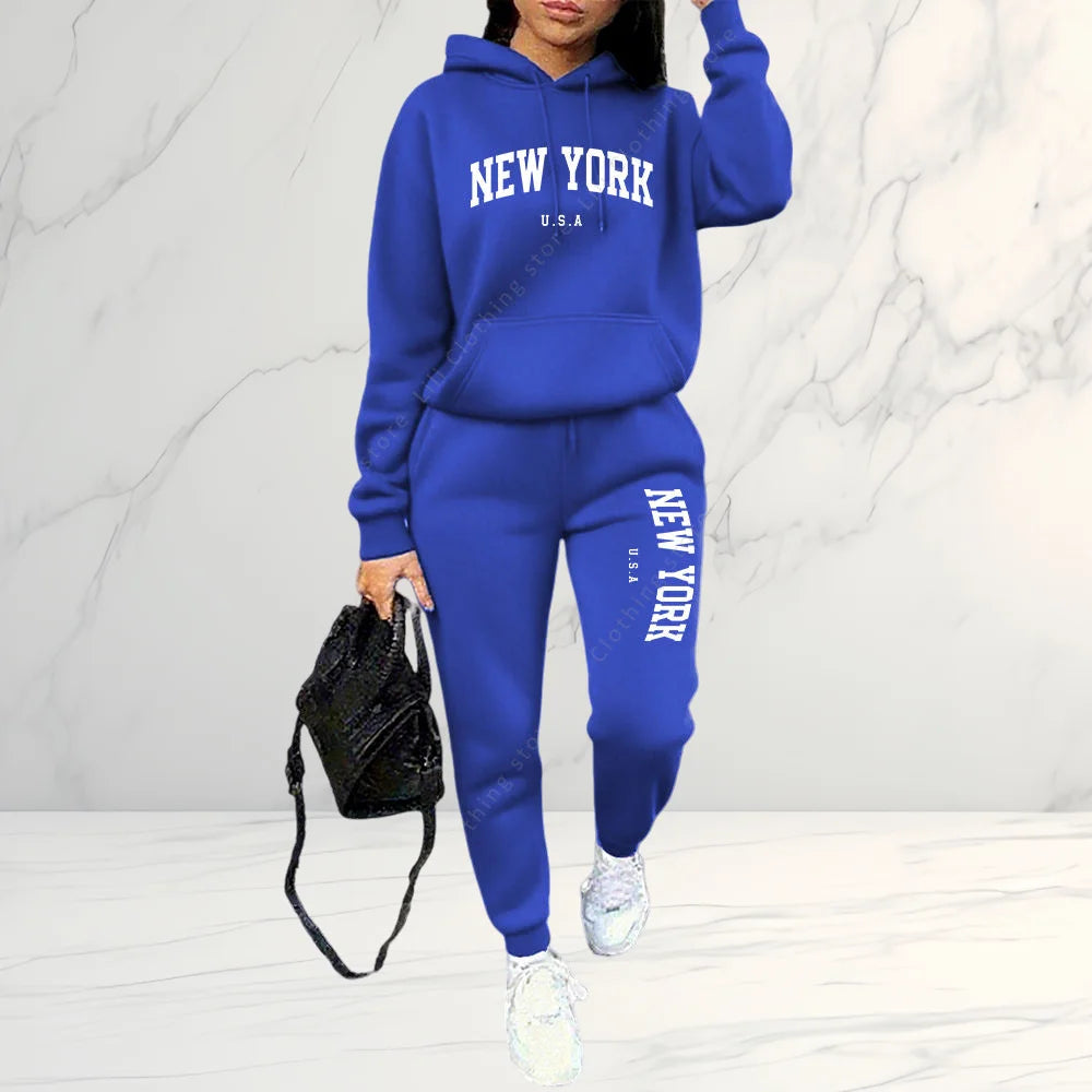 2026 Frühling Herbst Damen Sets 2-teilig Hoodies Hosen Anzug Sportoutfits Buchstaben Druck Ästhetische Kleidung Damen Trainingsanzug Hosen Sets