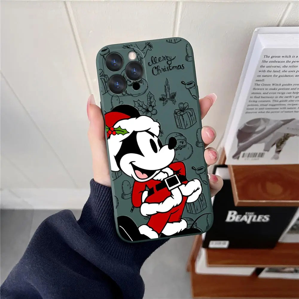 Funda de silicona con diseño navideño de Disney para iPhone 17, 16, 15, 14, 13, 12 y 11 Pro Max. Funda para iPhone 17, Air, 16 Plus, 16E y X.